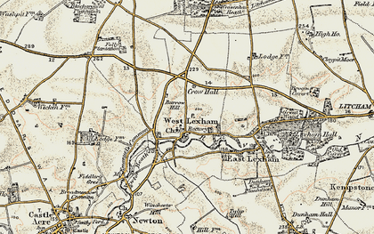Old map of West Lexham in 1901-1902