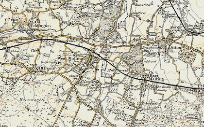 Old map of West Malling in 1897-1898