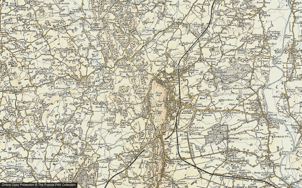 Old Map of Historic Map covering Worcestershire Beacon in 1899-1901