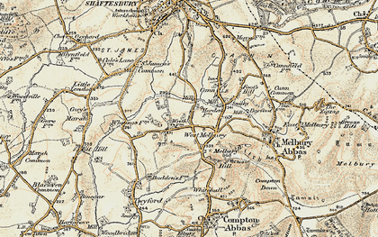 Old map of West Melbury in 1897-1909