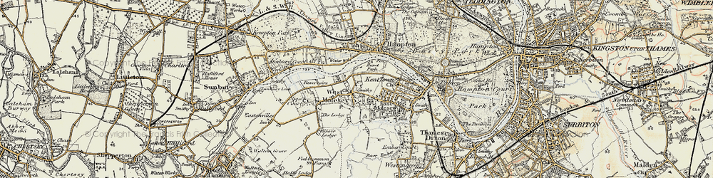 Old map of Hurst Park in 1897-1909