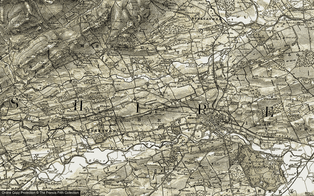 Old Map of Historic Map covering Barrelwell in 1907-1908
