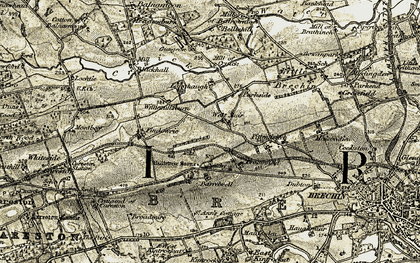 Old map of Langhaugh in 1907-1908