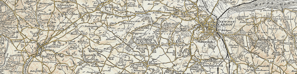 Old map of West Ogwell in 1899