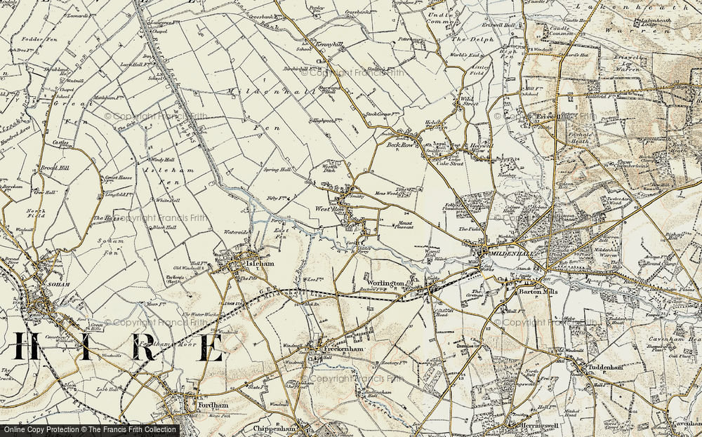 Old Map of West Row, 1901 in 1901
