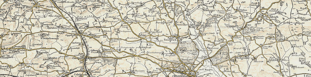 Old map of Aller Barton in 1899-1900