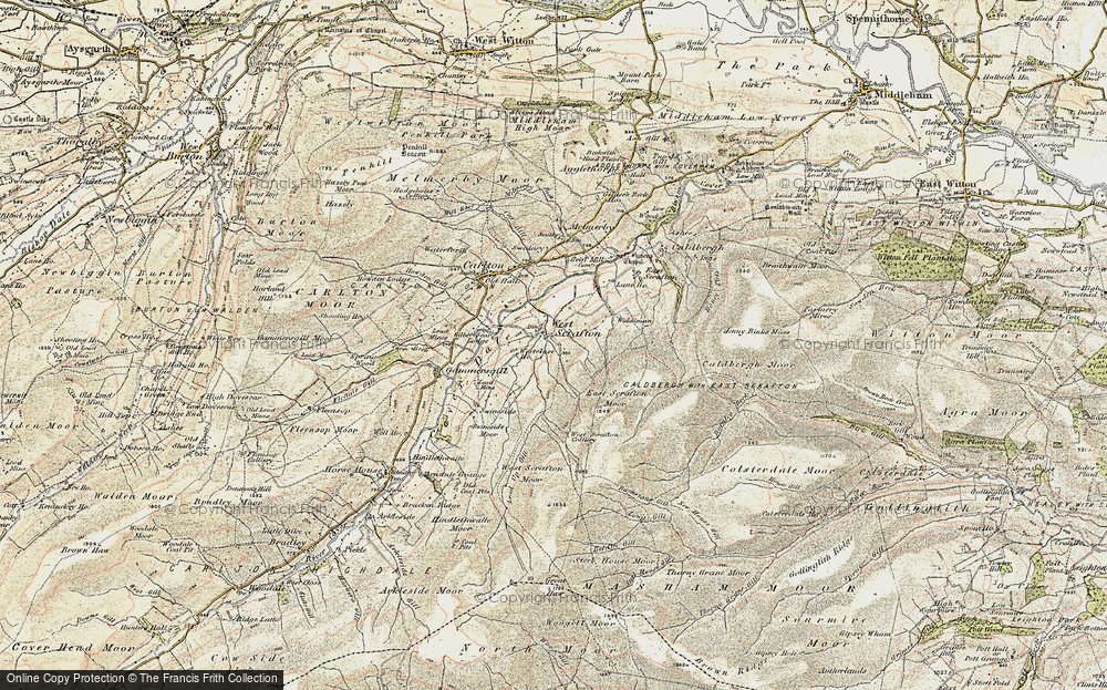 Old Map of Historic Map covering Barnley Moss in 1903-1904