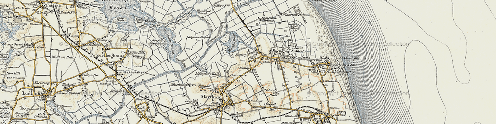 Old map of Burnley Hall in 1901-1902