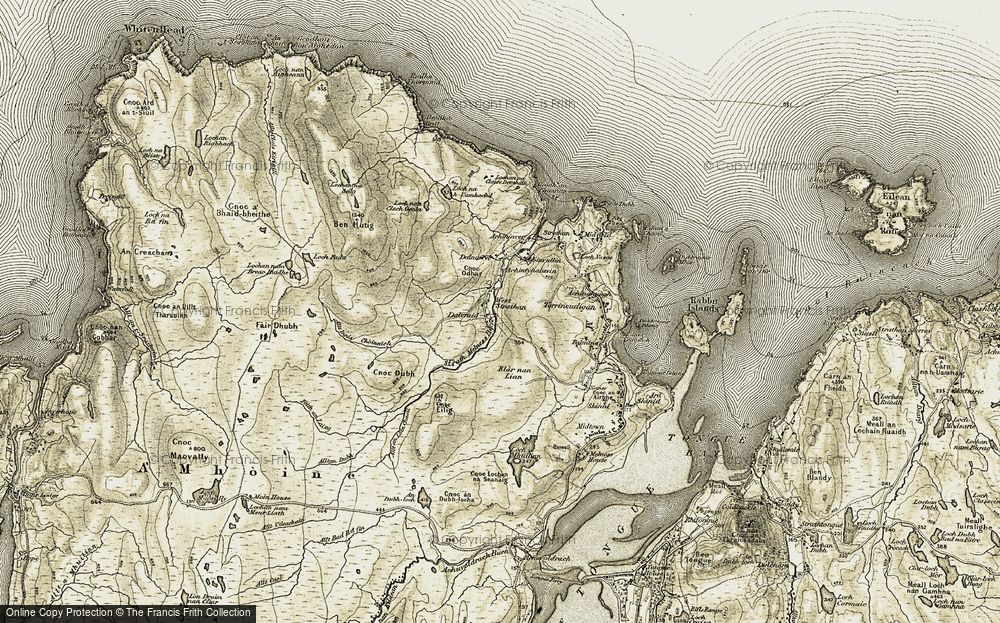 Old Map of Historic Map covering Achiniyhalavin in 1910-1912