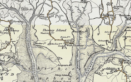 Old map of West Thorney in 1897-1899