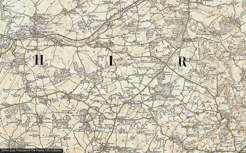 Old Map of Historic Map covering Bramdean Common in 1897-1900