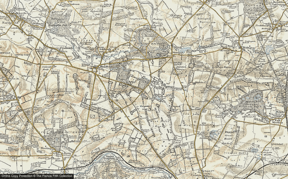 Old Map of Historic Map covering West Tofts Heath in 1901