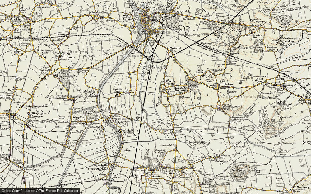Old Map of West Winch, 1901-1902 in 1901-1902
