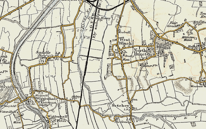 Old map of West Winch in 1901-1902