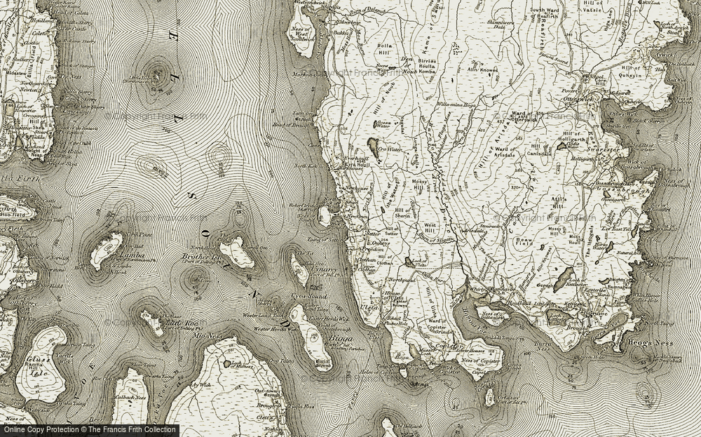 Old Map of West Yell, 1912 in 1912