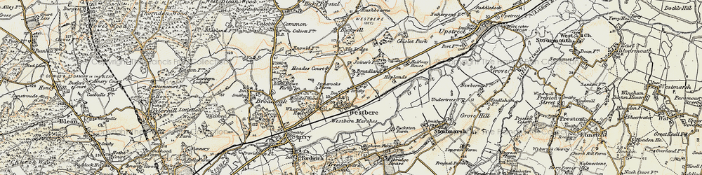 Old map of Westbere Marshes in 1898-1899
