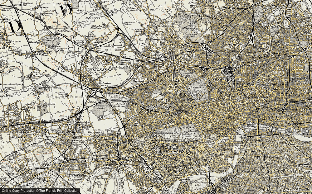 Old Map of Westbourne Green, 1897-1909 in 1897-1909