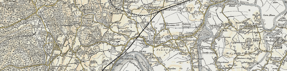 Old map of Adsett in 1898-1900