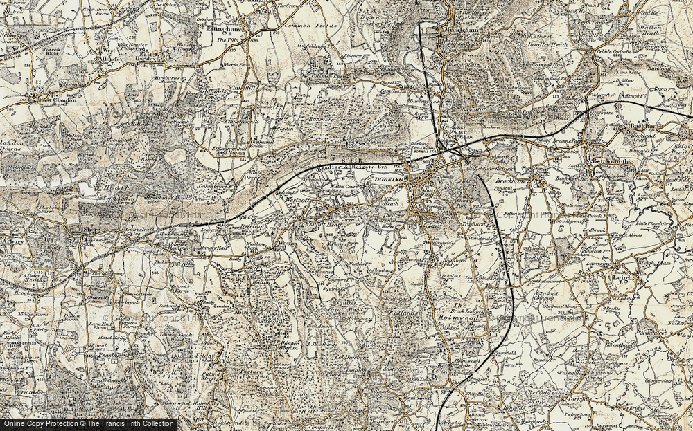 Old Map of Historic Map covering Westcott Heath in 1898-1909