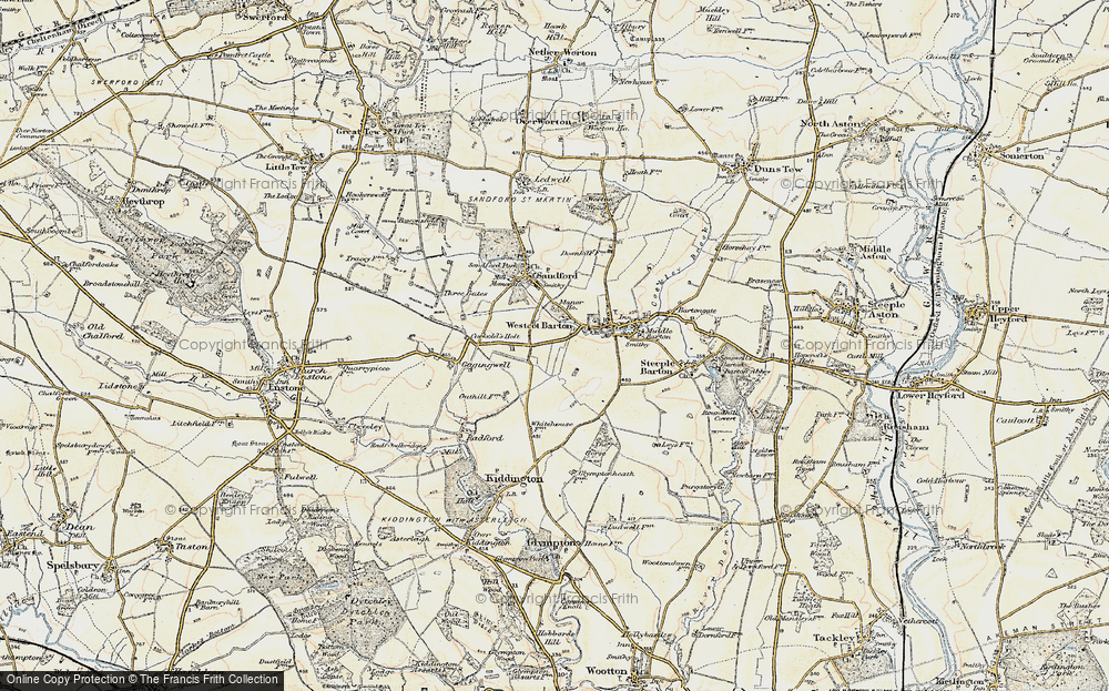 Old Map of Westcott Barton, 1898-1899 in 1898-1899