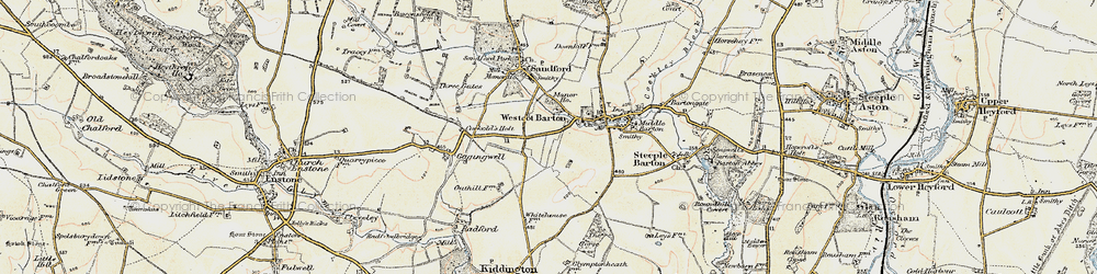 Old map of Westcott Barton in 1898-1899