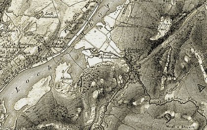 Old map of Wester Aberchalder in 1908-1912