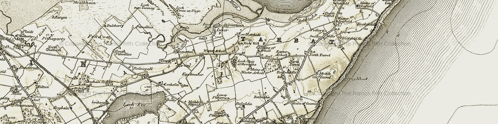 Old map of Wester Arboll in 1911-1912