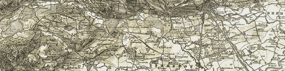 Old map of Aikenhead in 1907-1908