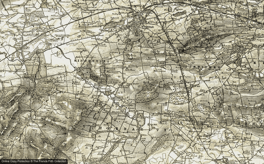 Old Map of Historic Map covering Bottomyre in 1907-1908