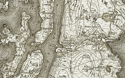 Old map of West Voe of Quarff in 1911-1912