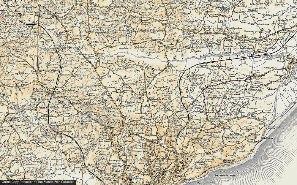 Old Map of Historic Map covering Whiteland Wood in 1898