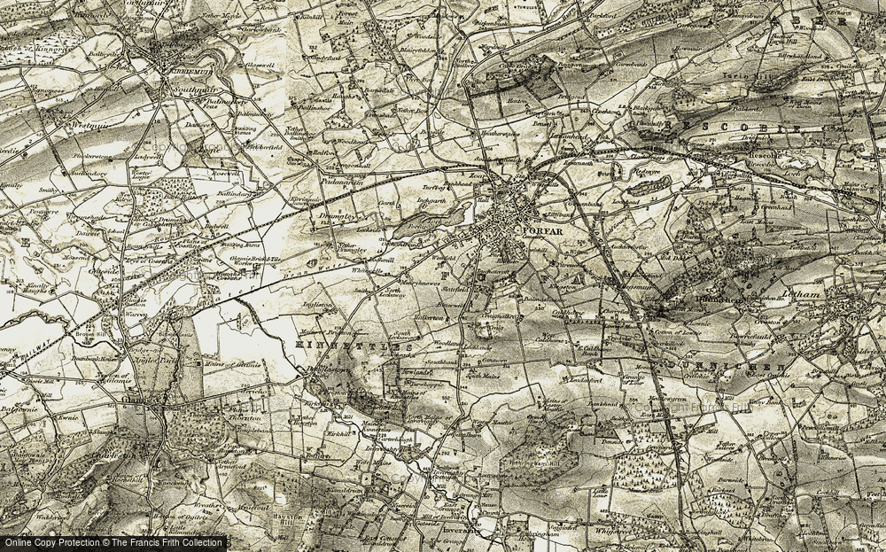 Old Map of Historic Map covering Whitewell in 1907-1908