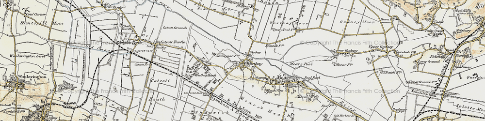 Old map of Westhay Level in 1898-1900