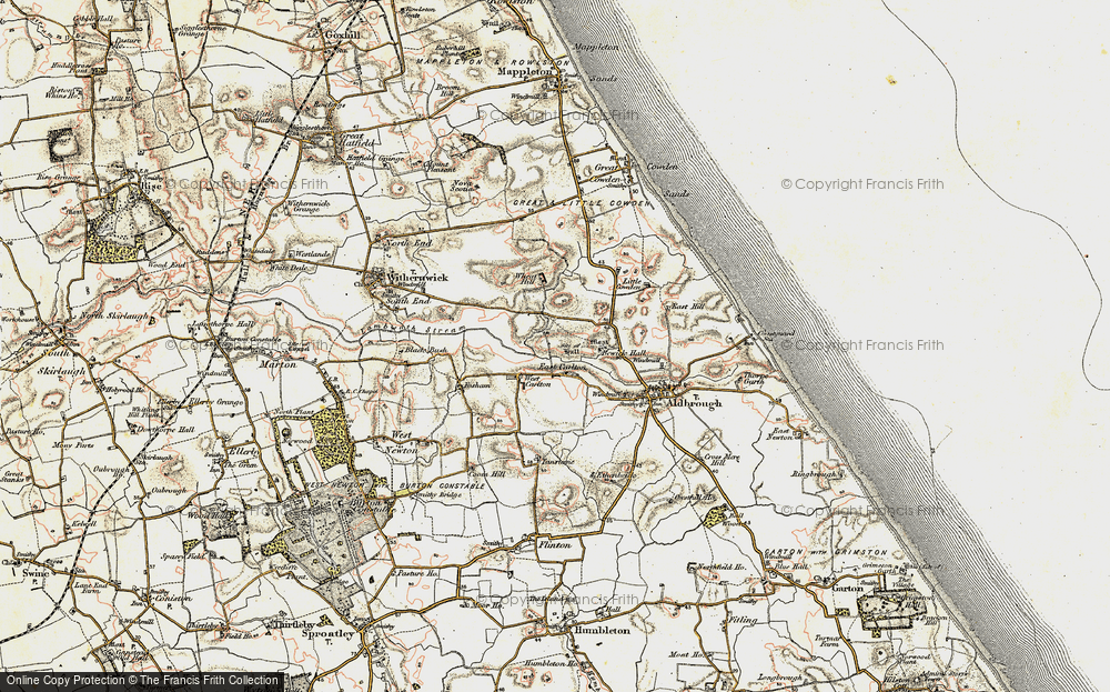 Old Map of Historic Map covering Bewick Hall in 1903-1908