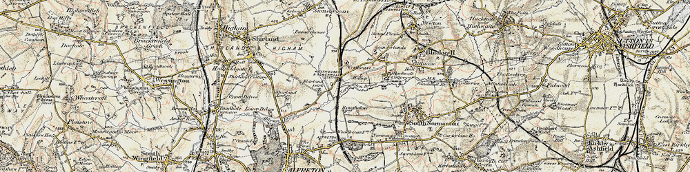 Old map of Alfreton & Mansfield Parkway Station in 1902-1903