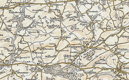 Old map of Langbrook in 1899-1900