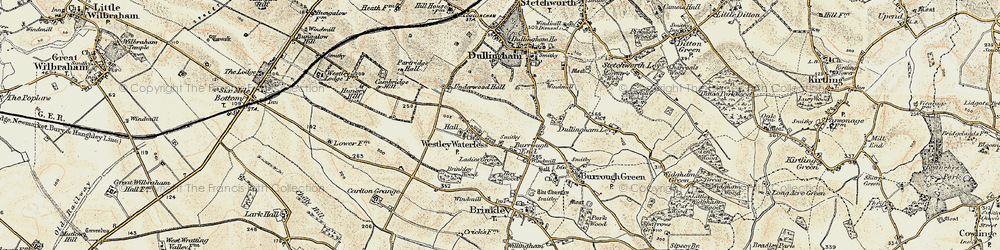 Old map of Westley Waterless in 1899-1901