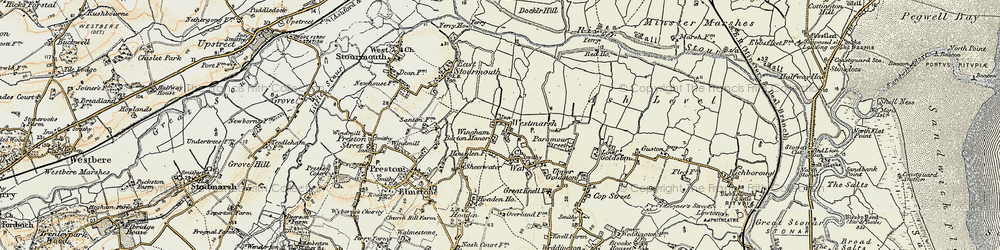 Old map of Wingham Barton Mr in 1898-1899