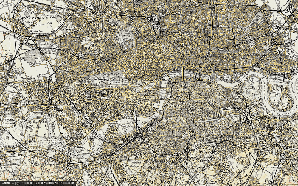 Old Map of Historic Map covering Buckingham Palace in 1897-1902