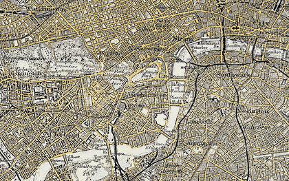 Old map of Buckingham Palace in 1897-1902