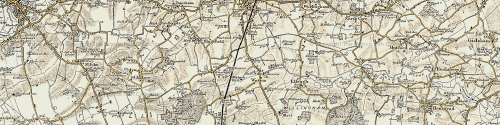 Old map of Weston in 1901-1902