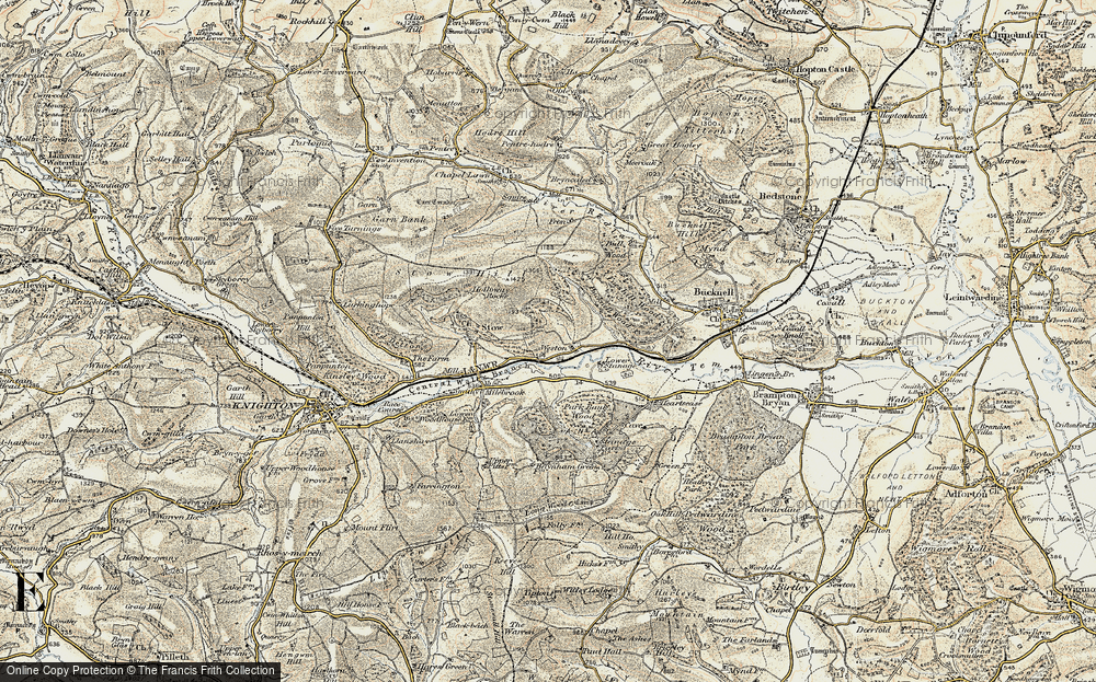 Old Map of Historic Map covering Bucknell Wood in 1901-1903