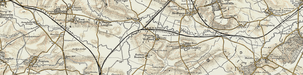 Old map of Weston by Welland in 1901-1902
