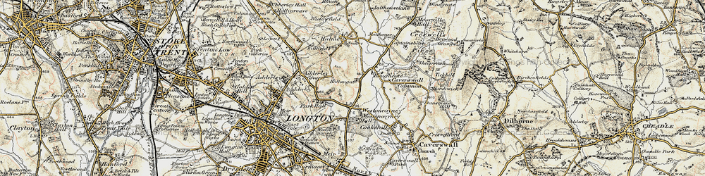 Old map of Weston Coyney in 1902
