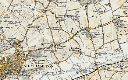 Old map of Weston Favell in 1898-1901