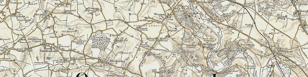 Old map of Weston Green in 1901-1902
