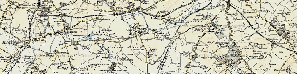 Old map of Weston-on-Avon in 1899-1901