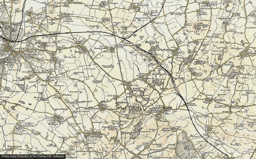 Old Map of Weston-sub-Edge, 1899-1901 in 1899-1901