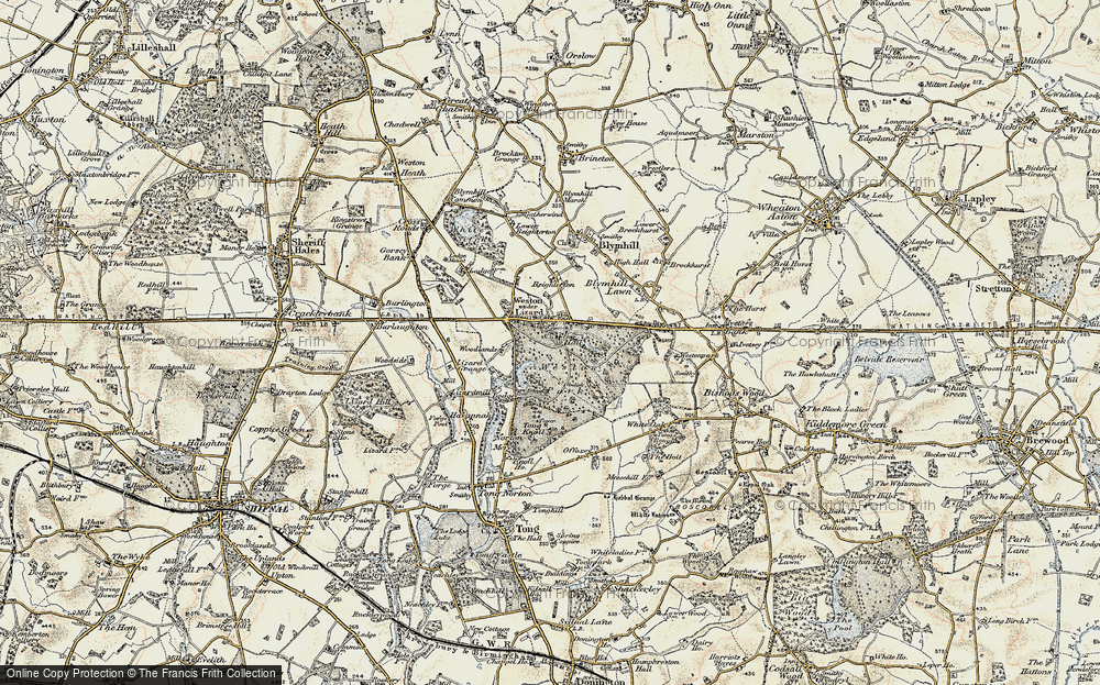 Old Map of Historic Map covering Woodlands in 1902