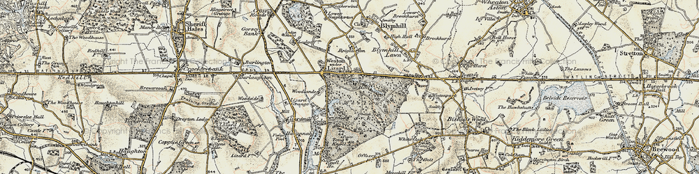 Old map of Weston Under Lizard in 1902